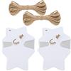 jijAcraft 100pz Tag Regalo Etichette Regalo in Carta Kraft Forma a Stella per Natale/Compleanno, Artigianato, Bagaglio, con 30M Spago di Iuta (Bianco)