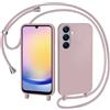 AOMYKE Cover per Samsung Galaxy A25 5G con Cordino, Custodia con Laccio Collana Tracolla Collo Liquido Silicone Antiurto TPU Antiurto AntiGraffio Case - Rosa