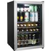 HCK 115L Frigorifero per bevande da libero posizionamento con porta in vetro doppio, temperatura regolabile 0-10℃, 4 ripiani rimovibili per birra e bevande