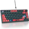 SOLIDEE Tastiera Meccanica Sostituibile a Caldo cablata al 75%,retroilluminazione RGB,Gasket TKL a 82 tasti,tastiera compatta NKRO con manopola di controllo del volume(82 Red Black)