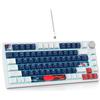 SOLIDEE Tastiera Meccanica Sostituibile a Caldo cablata al 75%,retroilluminazione RGB,Gasket TKL a 82 tasti,tastiera compatta NKRO con manopola di controllo del volume(82 White Blue)