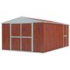 Notek Box in Acciaio Zincato Casetta da Giardino in Lamiera 3.60 x 4.30 m x h2.10 m - 185 KG - 15 metri quadri (Finitura Legno)