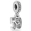 FGT Ciondolo per braccialetti Pandora, con numero portafortuna, regalo per donne, figlia, nonna, sorella, in argento Sterling, con numero 16, 18, 21, 30, 50, 60, Misura unica, Argento sterling