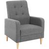 WOLTU Poltrona da Salotto, Poltrona Relax con Schienale Alto, Sedia di Relax con Pieno Legno Massello Piedi, Seduta Imbottita, Rivestimento in Lino, per Salotto, Ufficio, Grigio Scuro, SKS41dgr