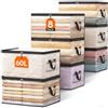Lifewit 8 Pezzi Scatole per Vestiti Trasparente 60L, Organizer Armadio Pieghevole con Manici, Scatole per Armadio en PVC, Scatoloni Trasloco, Organizer Armadio per Vestiti, Coperte, Piumoni, Libro