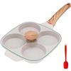 Bobikuke Pankache Padella, Padella Pancake con Coperchio Antiaderente Padella per Frittata a 4 Fori in Alluminio Per Colazione Hamburger Uova Fritte, per Induzione e Gas (Bianco)