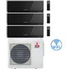 Mitsubishi Climatizzatore Condizionatore Mitsubishi Kirigamine Zen Wifi Nero Trial Split Inverter 9000 + 9000 + 9000 BTU con U.E. MXZ-3F54VF classe A+++ /A++ NOVITÁ