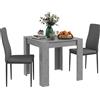 HOMCOM Set da Pranzo Moderno 3 Pezzi con Tavolo Cucina 80x80cm e 2 Sedie Eleganti Grigio per Arredare la Tua Cucina con Stile e Comfort |Aosom