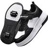 ENEN Scarpe con Ruote 2 in 1 per Ragazzi e Ragazze - Scarpe da Ginnastica All'aperto Roller con 2 Ruote - Nero/Bianco, 36 EU