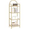 Hzuaneri Libreria a 4 Livelli, Scaffale Portaoggetti, Libreria in vetro temperato, Scale Mensola, per Soggiorno Bagno Cucina Corridoio, Montaggio Facile, Struttura in acciaio, Oro EBC04001G