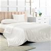 Luxbedding Set di lenzuola in raso, lenzuola in seta bianca, 4 pezzi, morbido, con 1 lenzuolo con angoli con tasca profonda, 1 lenzuolo piatto, 2 federe
