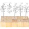Cikonielf 10pcs clip per memo card, forma di nota musicale supporto per clip memo in metallo porta carte in legno segnaposto per foto numero da tavolo supporto per scrivania da ufficio organizer