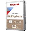 Toshiba 12TB N300 Internal Hard Drive - NAS 3.5 Inch SATA HDD Supports Up to 8 Drive Bays Designed for 24/7 NAS Systems, New Generation (HDWG480UZSVA)