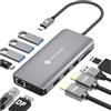 NOVOO Docking Station a Dual HDMI, 11-in-1 Hub USB C a Dual HDMI, Displayport, USB x 4, Gigabit Ethernet, PD 100W, SD/TF, docking station per MacBook HP Dell XPS Lenovo