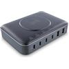 InLine Qi Powerstation a 6 porte, Wireless Charger, 4 X USB-C, 2 X USB-A, GaN, 100 W, caricatore rapido, alimentatore per MacBook Pro/Air, iPhone/Pro/Mini, iPad Pro, pixel e altro, nero, 31517K
