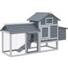 PawHut Pollaio per Galline Ovaiole Prefabbricato in Legno con Recinzione per Giardino, Adatto per 2 Galline, 150.5 x 54 x 87cm, Grigio Scuro