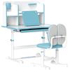 AIYAPLAY Set Scrivania e Sedia Regolabili per Bambini con Piano Inclinabile e Cassetto Scaffale Ergonomico Blu per Studio e Gioco |Aosom