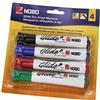 Nobo Glide Pennarelli per Lavagna Bianca Cancellabili a Secco, Punta Tonda Larga 2 mm, Confezione da 4, Colori Assortiti, 1902096