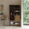 DEGHI Credenza 79x166h cm con 2 ante soft close noce cannettato e portabottiglie interno con gambe in metallo nero - Ozma