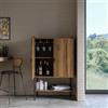DEGHI Credenza 79x127h cm con 2 ante soft close noce cannettato e portabicchieri con gambe in metallo nero - Ozma