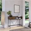 DEGHI Consolle 110x85h cm con 1 cassetto soft close noce cannettato e gambe in metallo nero - Ozma