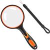 Vicloon Lente d'ingrandimento 10X, Lente di Ingrandimento da Lettura Manuale, 75mm Portatile con Manico in Gomma Morbida Antiscivolo per Scienza, Leggere Libri, Mappe (Arancia)