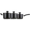 Prestige Duraforge, Batteria di pentole in Alluminio, Colore Nero, Alluminio, Black, 3 Pezzi
