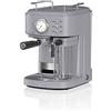 Swan Retro One Touch SK22150GRN Macchina Espresso Semiautomatica per Caffè Espresso e Cappuccino, 15 Bar, Montalatte, Serbatoio del Latte 0,5 l, 1,7 l, Tazza Grande o Piccola, Vintage, Grigio, 1200W