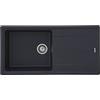 Respekta Columbia Lavello in granito massello nero/Lavello da incasso 1 vasca in 100 x 50 cm/Lavello adatto per basi da 60 cm di larghezza