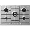 Candy Idea Piano Cottura a Gas 5 Fuochi, Acciaio Inossidabile, Bruciatore a Doppia Corona, Griglie Smaltate Lavabili in Lavastoviglie, Sistema di Sicurezza, 74,5 x 51 x 6 cm, Color Inox - CDOY7W4X