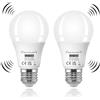 KOOYWAN lampadina sensore di movimento E27 9W Bianco caldo 2700K Auto On/Off lampadine con sensore crepuscolare 2 Pezzis