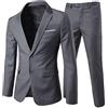 Allthemen Abito da Uomo 2 Pezzi Completo da Sposa Slim Fit a Due Bottoni Abiti da Lavoro Blazer Giacche Casual Pantaloni Grigio Scuro XXL