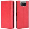 HualuBro Cover per ASUS Zenfone 7 PRO, Flip Cover a Libro in Retro PU Pelle Magnetica Antiurto Case Portafoglio Custodia per ASUS Zenfone 7 PRO ZS671KS Cover (Rosso)