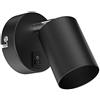 ledscom.de Lampada da parete WAIKA, interruttore, nero opaco, rotonda, 1x GU10 max. 60W