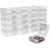 HJJMN 20 Pezzi Scatoline Portaoggetti di Plastica Trasparente, Piccola Quadrate Perline Tappi Scatola Organizer, Mini Contenitori Rettangolari con Coperchio Incernierato per Articoli Pillole Gioielli