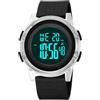 TONSHEN Sportivo Digitale Orologio Donna e Bambini 50M Impermeabile LED Elettronico Plastica Cassa Gomma Cinturino Outdoor Plastica Orologi da Polso e Gomma (Nero)
