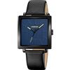 TONSHEN Uomo e Donne Orologi da Polso Quadrato Analogico Quarzo Acciaio Inossidabile Cassa e Pelle Cinturino Orologio (Blu)