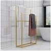 Wing Porta Asciugamani da Terra in Metallo, Porta Salviette Grande per Bagno, Cucina, Piantana da Bagno a 2 Bracci, Resistente, Robusto e Resistente alla ruggine,d'oro,75×20×110cm(L×W×H)