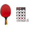 JOOLA - Racchetta Carbon Control, Rosso/Nero, Taglia Unica, 54190 & 44322 Unisex - 40+ Palline da ping pong, colore bianco, per partite tra adulti, taglia unica