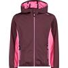 CMP - Giacca in light softshell da bambini con cappuccio fisso, Plum-Pink Fluo, 140