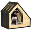 Pawhut Cuccia per Cani in Legno, per Interni ed Esterni, Con Cuscino e Tetto Inclinato, per Piccola e Media Taglia Fino a 8 kg, 60 x 40 x 59,2 cm
