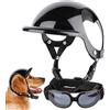 Generico Set Di Caschi E Occhiali Per Cani Da Compagnia, Casco da moto per cani Con Occhiali, Forniture per animali Casco per Protezione Antivento per la Testa degli Occhi