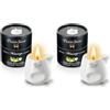 Plaisirs Secrets, Candela da Massaggio, White Tea, 80 ml (Confezione da 2)