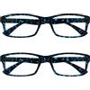 OPULIZE Blu Tartaruga Lettori Valore 2 Pacco Uomo Donna Uvr2092Bl +2,50-70 Gr