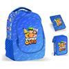 PRESTIGE & DELUXE Zaino Scuola Stumble Guys Tondo 3 scomparti + Astuccio 3 piani completo + Diario 2024/2025 + omaggio 7 penne cancellabili e portachiave personaggio