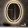 LUVODI Specchio LED da Bagno: Retroilluminato + Frontale Luce 60x80cm Specchio Ovale LED Luce per Bagno da Parete, 3 Pulsanti Touch, Dimmerabile, Antiappanamento, IP56, Orizzontale Verticale