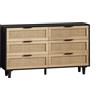 B&F Cassettiera Vintage con 6 Cassetti in Rattan e Legno, Comò per Camera da Letto e Soggiorno, Mobile Multiuso Design Moderno, Nero | Aosom Italy