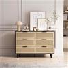 B&F Comò con 6 Cassetti Spaziosi in Rattan, Cassettiera Design Moderno, Settimino per Soggiorno o Camera da Letto, 110x40x75cm, Nero | Aosom Italy