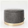 Playboy cm 677207AZ-Pouf Rotondo in Velluto Grigio, Camoscio, 55 x 35 x 55 cm