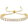LOVANS Bracciale tennis con diamanti e zirconi per donna, bracciale di cristallo in argento/oro/oro rosa, bracciale con zirconi chiari/blu, regalo per lei. (Oro+zirconi chiari)